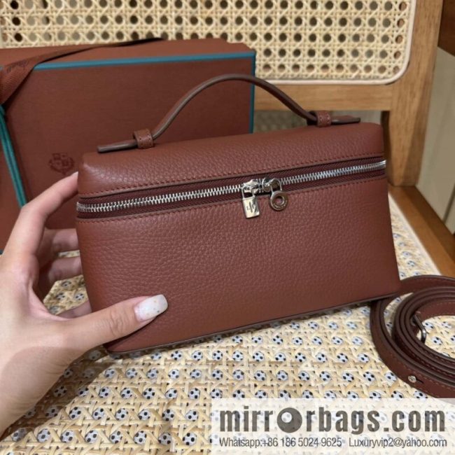 Loro Piana 2nd Generation Extra Pocket L19 Clutch Bag FAN4046 Brick Red Silver Buckle