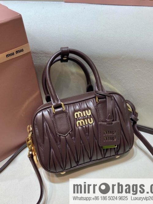 Sheepskin Textured Retro Rectangle Bag | Leather Bowling Bag 5BB123 💕💕 Chocolate