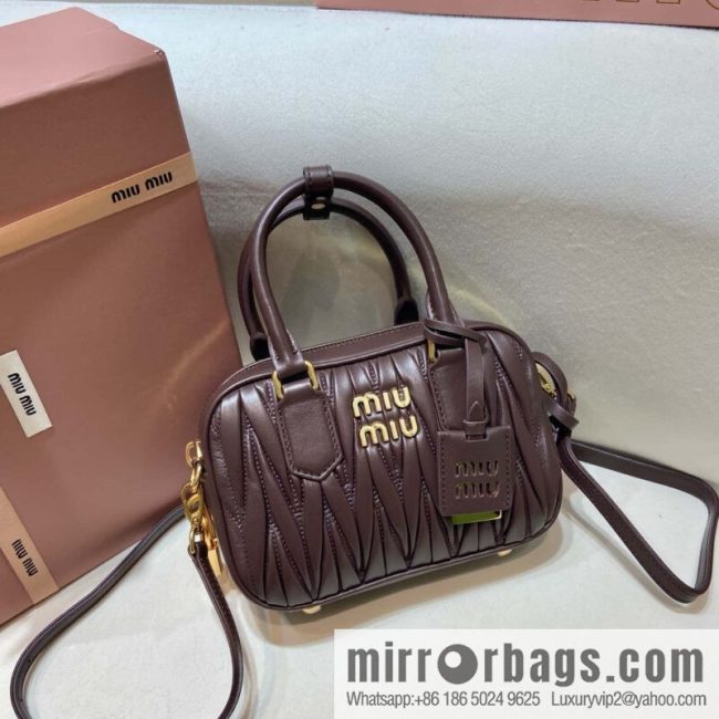 Sheepskin Textured Retro Rectangle Bag | Leather Bowling Bag 5BB123 💕💕 Chocolate