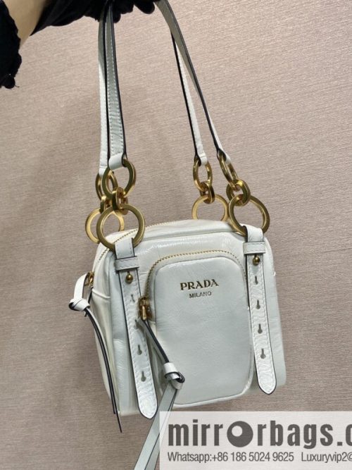 PRADA New Oil Waxed Leather 1BB137 Small, White