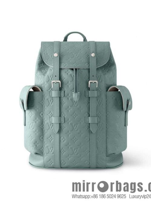 [Original order boutique] M13863 gray-green, full leather embossed backpack Christopher MM backpack