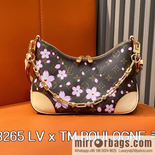 [Boutique‑grade] M13265 cherry blossom, silk screen croissant LV x TM BOULOGNE handbag