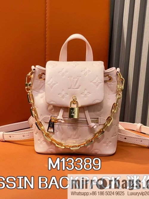 [Original order boutique] M13389 pink full leather embossed backpack COUSSIN BACKPACK mini handbag