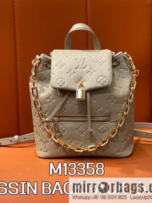 [Original order boutique] M13358 gray, full leather embossed backpack COUSSIN BACKPACK small handbag