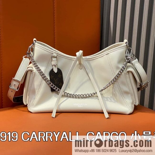 [Boutique‑grade] M12919 milky white, full leather shopping bag CARRYALL CARGO small handbag