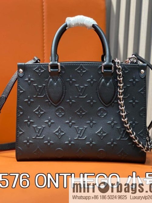 [Original order boutique] M13576 black, full leather square bag ONTHEGO small handbag