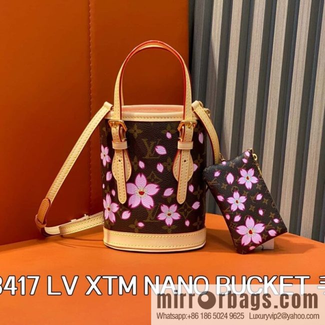 [Boutique‑grade] M13417 old flower, cherry blossom silk screen bucket bag LV XTM NANO BUCKET handbag