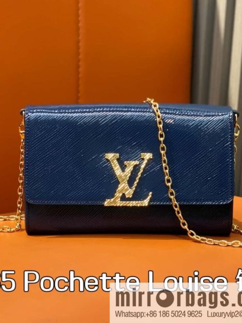 [Original order boutique] M13165 blue patent leather water ripple, chain bag sbwPochette Louise chain bag