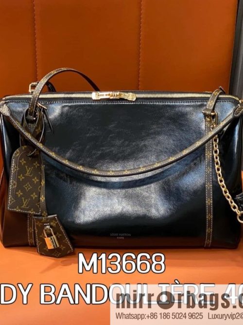 [Original order boutique] M13668 black oil wax leather, full leather speedy pillow bag SPEEDY BANDOULIZRE 40 handbag