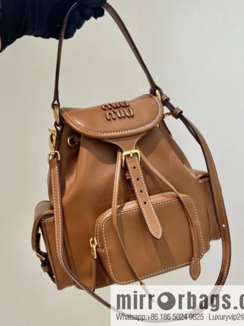 MIUMIU new backpack 5BZ043 small multi-function, caramel color