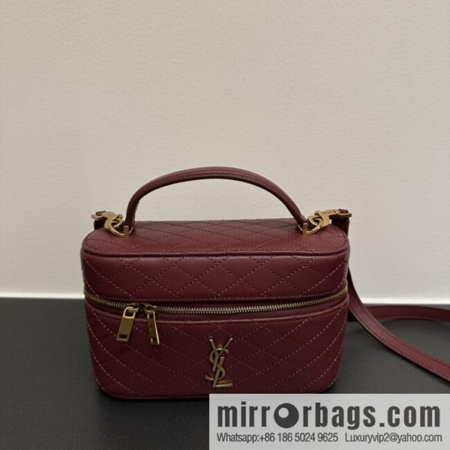 YSL 𝗚𝗔𝗕𝗬 𝗩𝗔𝗡𝗜𝗧𝗬 mini sheepskin clutch bag 766731 burgundy