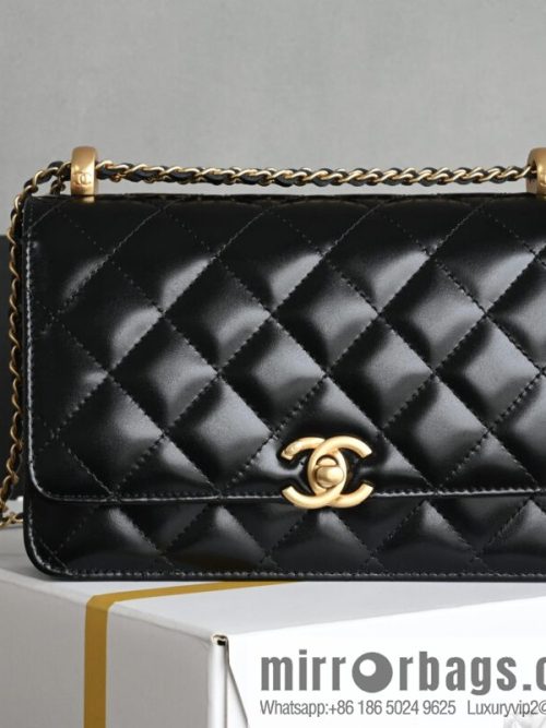 CHANEL new version small gold ball double bead chain AS2284 black