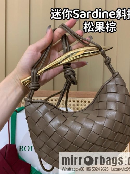 BV Mini Sardine Crossbody Bag 744267 Pine Cones Brown