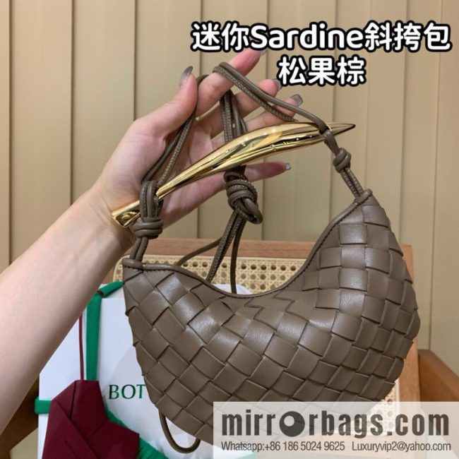 BV Mini Sardine Crossbody Bag 744267 Pine Cones Brown