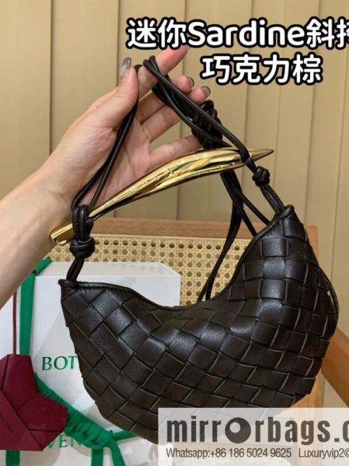 BV Mini Sardine Crossbody Bag 744267 Chocolate Brown