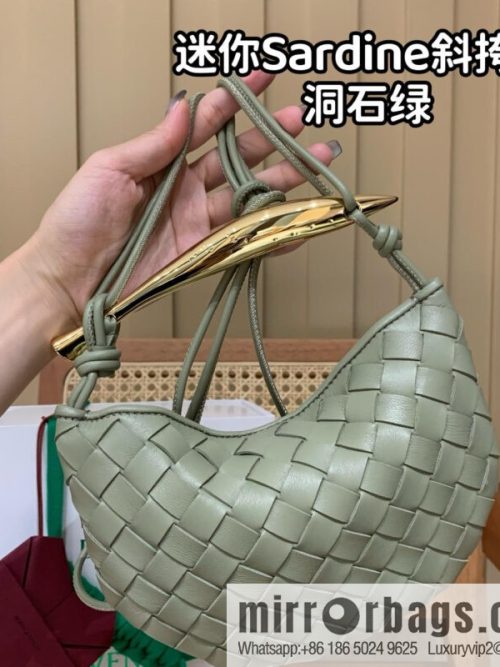 BV Mini Sardine Crossbody Bag 744267 Travertine Green