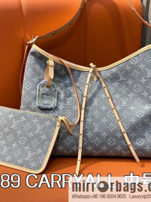 [Original order boutique] M13289 gray, denim shopping bag CARRYALL medium handbag