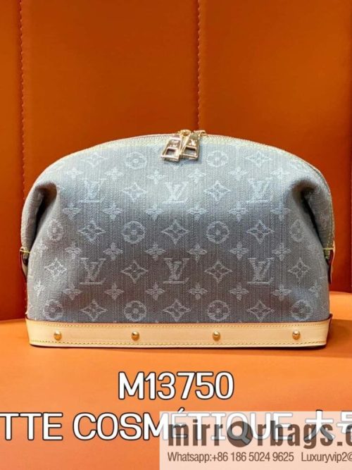 [Original order boutique] M13750 gray, denim cosmetic bag POCHETTE COSMÉTIQUE large cosmetic bag