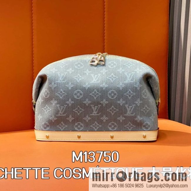 [Original order boutique] M13750 gray, denim cosmetic bag POCHETTE COSMÉTIQUE large cosmetic bag