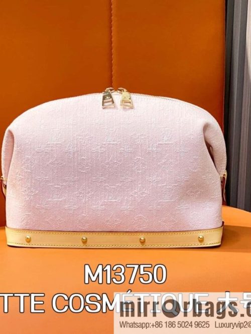 M13750 pink, denim cosmetic bag POCHETTE COSMÉTIQUE large cosmetic bag