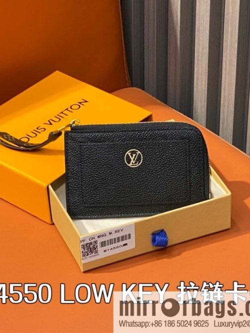 [Original order boutique] M14550 black, full leather card bag change bag, the new LOW KEY zipper card clip of the season M14551 brown