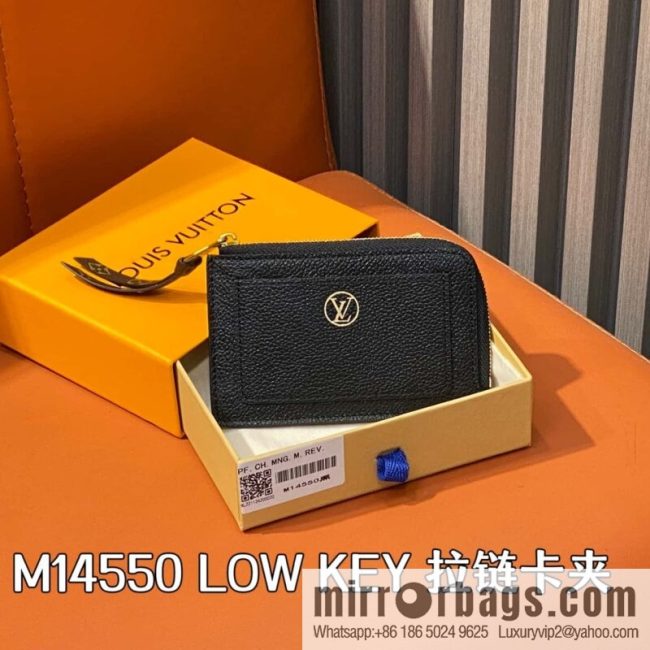 [Original order boutique] M14550 black, full leather card bag change bag, the new LOW KEY zipper card clip of the season M14551 brown