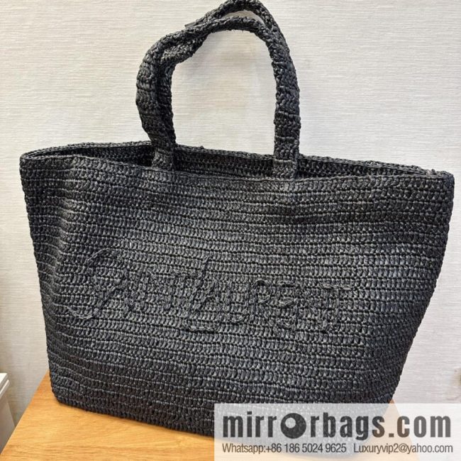 YSL raffia tote bag _ 776763 black