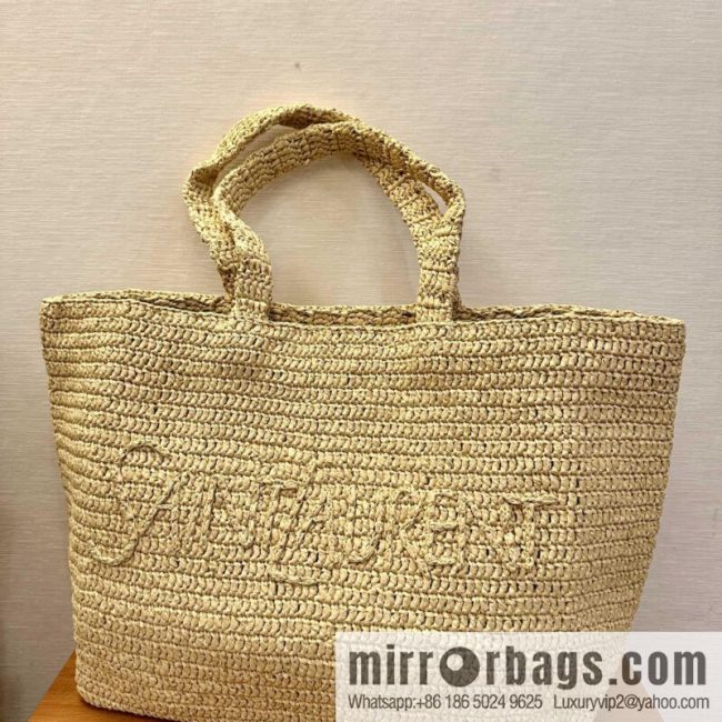 YSL raffia tote bag _ 776763 natural color