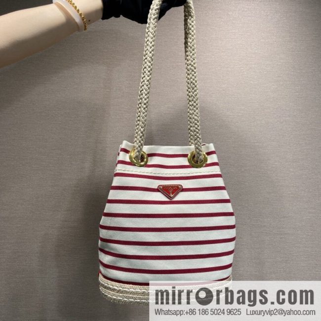 PRADA 🎉 new bucket bag 🎉 1BE082 striped 🎉🎉 red stripes