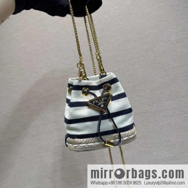 PRADA 🎉 Mini Bucket 🎉 1NR016 Striped 🎉🎉 Black Striped