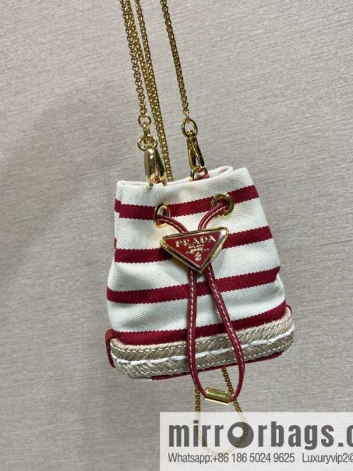 PRADA 🎉 Mini Bucket 🎉 1NR016 Stripe 🎉🎉 Red Stripe