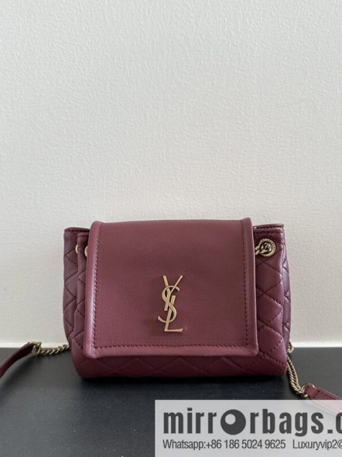YSL 𝙈𝙊𝙉𝙊𝙂𝙍𝘼𝙈 𝙉𝙊𝙇𝙄𝙏𝘼 sheep leather mini handbag 672738 burgundy