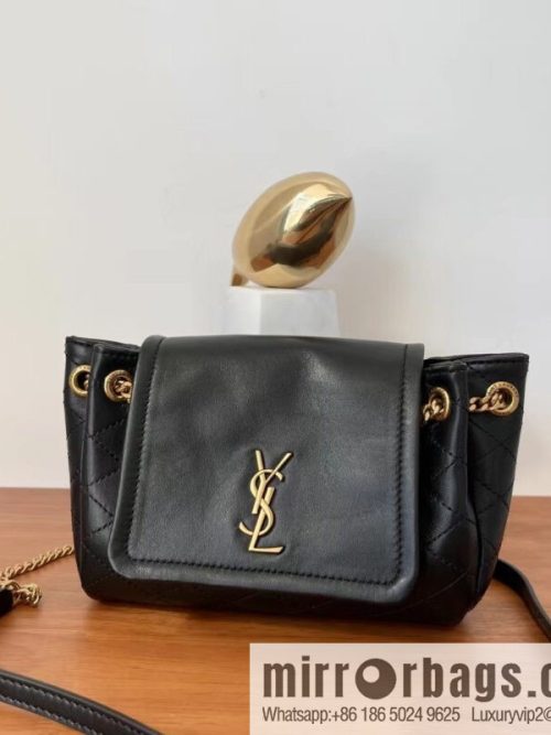 YSL 𝙈𝙊𝙉𝙊𝙂𝙍𝘼𝙈 𝙉𝙊𝙇𝙄𝙏𝘼 sheep leather mini handbag 672738 black