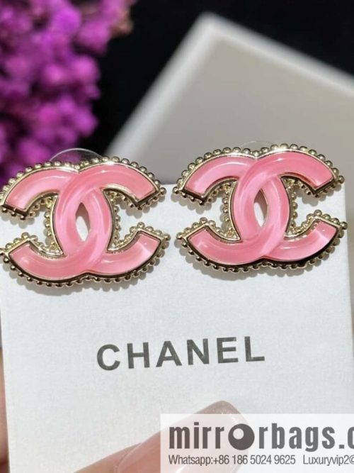 ❗️New ❗️ ☀️ new ☑️ Chanel c1 double c pink glazed stud earrings ☀️