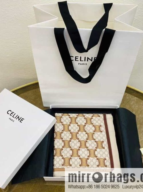 CELINE The essence of Celine Arc de Triomphe logo silk square scarf