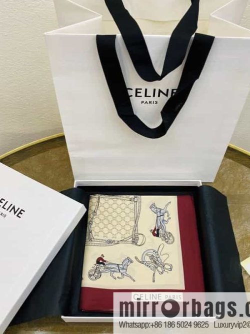 CELINE The essence of Celine Arc de Triomphe logo silk square scarf