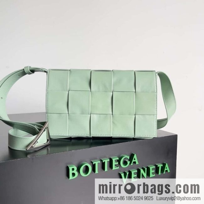Highest end: Bottega Veneta Cassette/Pillow Bag Model: 667298 Sage Green