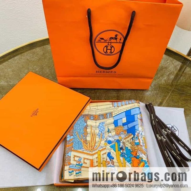 Hermes \"Feather Pegasus Legend\" 100% silk scarf - Image 2