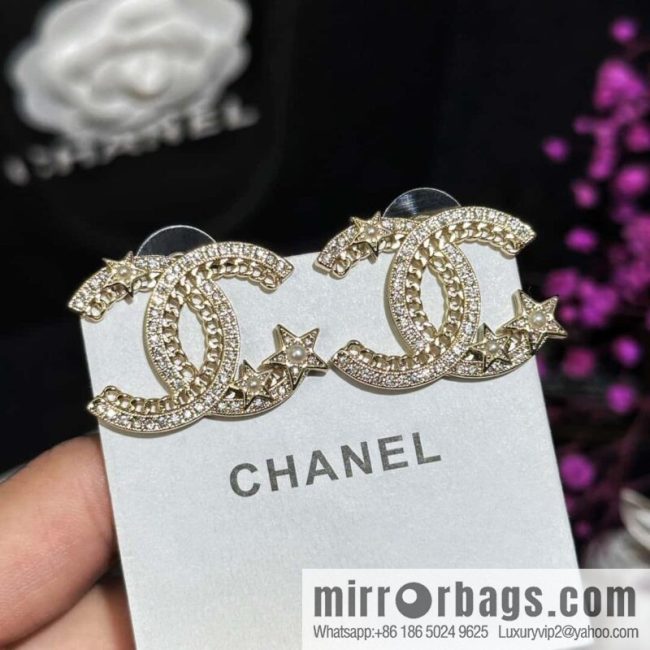 ❗️New ❗️☀️ new ☑️ chanel c1 double c hollow star ⭐ pentagram earrings ☀️