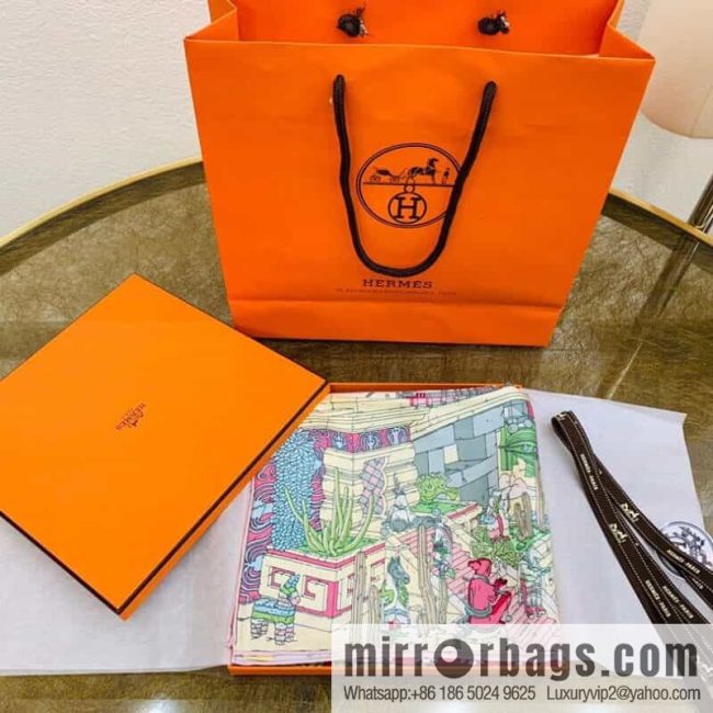 Hermes \"Feather Pegasus Legend\" 100% silk scarf - Image 3