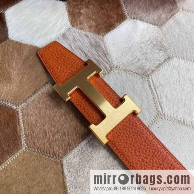 Hermes Hermes with H Gold/Silver Metal Solder Joint Buckle Men\'s Double-Sided Leather Belt 38mm - Image 2