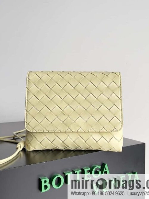 Bv new intrecciato weaving craft mini crossbody bag model number; 741897 ice cream color