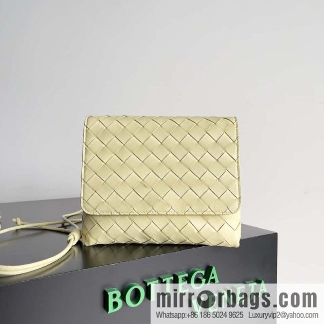 Bv new intrecciato weaving craft mini crossbody bag model number; 741897 ice cream color