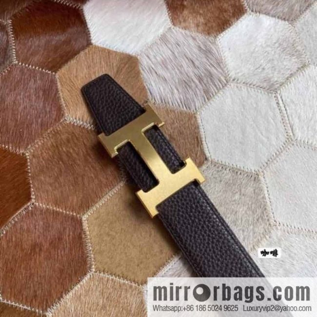 Hermes Hermes with H Gold/Silver Metal Solder Joint Buckle Men\'s Double-Sided Leather Belt 38mm - Image 5