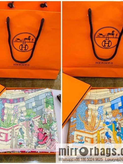 Hermes \"Feather Pegasus Legend\" 100% silk scarf