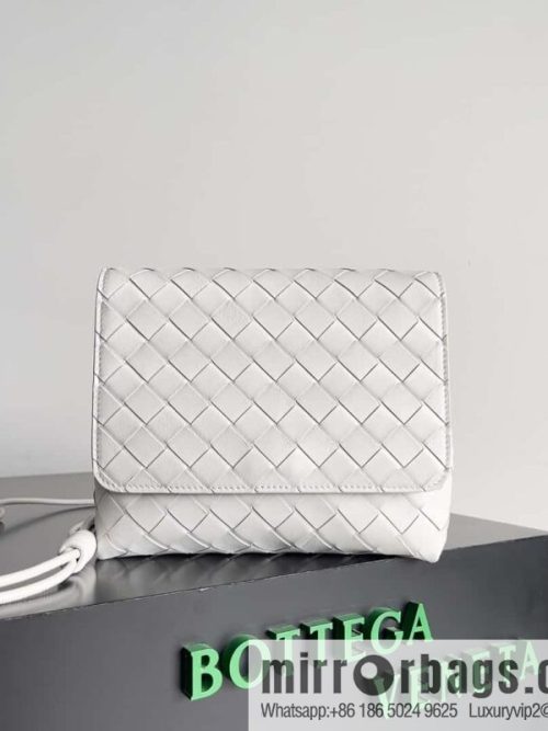 Bv new intrecciato knitting mini crossbody bag model number; 741897 white