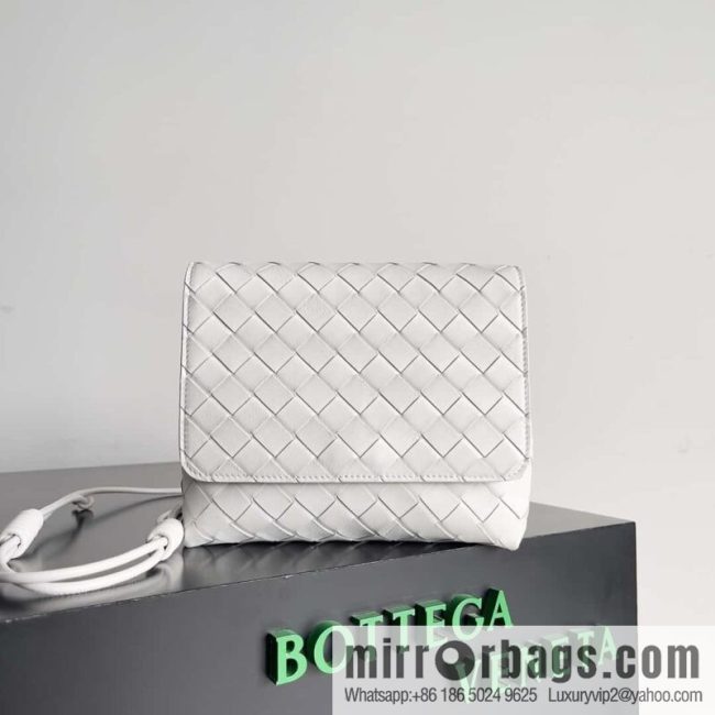 Bv new intrecciato knitting mini crossbody bag model number; 741897 white