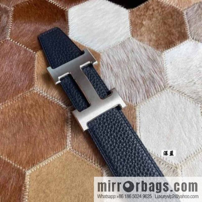 Hermes Hermes with H Gold/Silver Metal Solder Joint Buckle Men\'s Double-Sided Leather Belt 38mm - Image 6