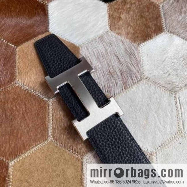 Hermes Hermes with H Gold/Silver Metal Solder Joint Buckle Men\'s Double-Sided Leather Belt 38mm - Image 7