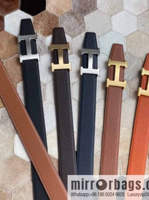Hermes Hermes with H Gold/Silver Metal Solder Joint Buckle Men\'s Double-Sided Leather Belt 38mm